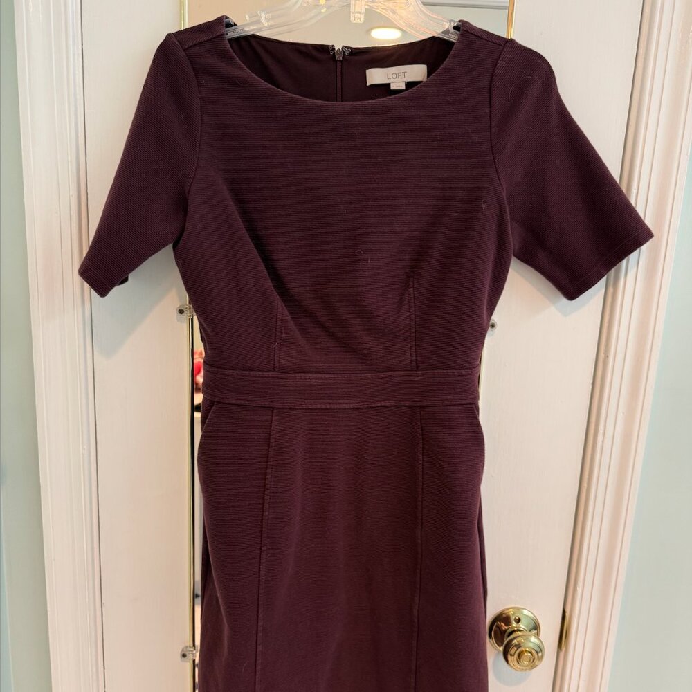 Ann Taylor Loft 3/4 Sleeve Maroon Dress Size 4